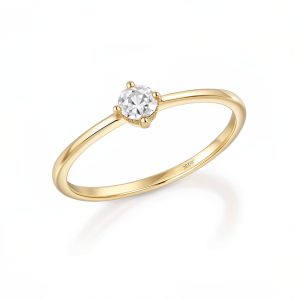 Rose-Cut White Sapphire Solitaire Ring